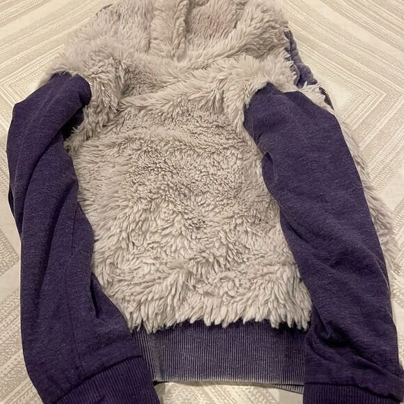 Butter Super Soft Girls Reversible Purple Emoji Sparkle Zip-up Sweatshirt - Picture 9 of 9